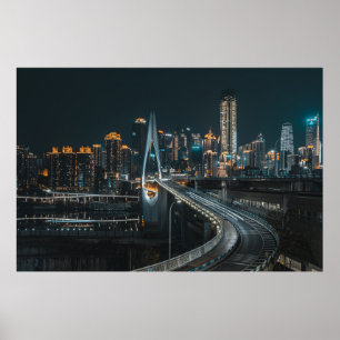 STADTGEBÄUDE WÄHREND DER NACHT POSTER