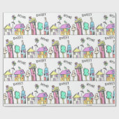 STADThaus-PACKPAPIER FÜR HAUSEWARMING GESCHENKE Geschenkpapier (Flach)