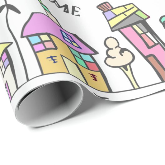 STADThaus-PACKPAPIER FÜR HAUSEWARMING GESCHENKE Geschenkpapier (Rolleneckpunkt)