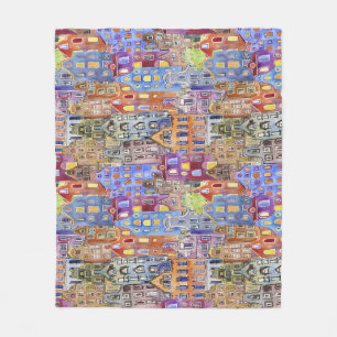 Stadthäuser, nahtlos städtisches Muster. Fleecedecke