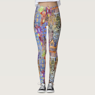Stadthäuser, nahtlos städtisches Muster. Leggings
