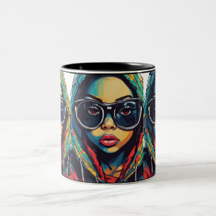 Städtisch, farbenfroh, lebhaft, Kaffee-Tasse Zweifarbige Tasse
