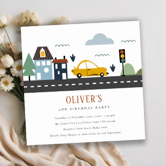 Städtische Autos Straße jedes Alter Geburtstag Ein Dankeskarte