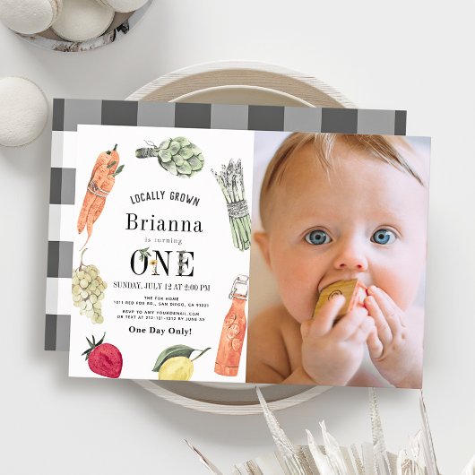 Städtische Bauern Markt Foto 1. Geburtstag Einladung
