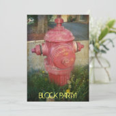 Städtische behandelte Feuer-Hydrant-Block-Party Einladung (Stehend Vorderseite)