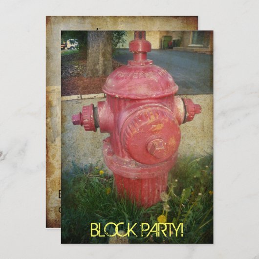 Städtische behandelte Feuer-Hydrant-Block-Party Einladung (Vorne/Hinten)