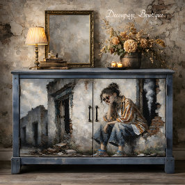 Städtische Boheme-Frau Neutrale Töne Decoupage Seidenpapier