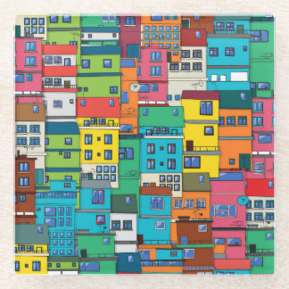 Städtische brasilianische Favela: farbenfroher Hin Glasuntersetzer