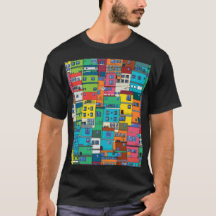Städtische brasilianische Favela: farbenfroher Hin T-Shirt