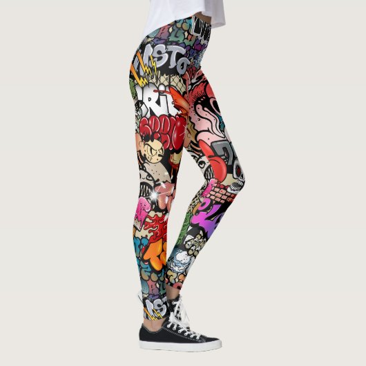 Städtische dynamische Straßenkunst Graffiti Kunstm Leggings (Rechts)