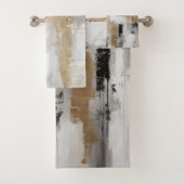 Städtische Eleganz: Abstrakte Fusion B & W & Gold Badhandtuch Set (Insitu)
