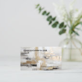 Städtische Eleganz: Abstrakte Fusion B & W & Gold Visitenkarte (Stehend Vorderseite)