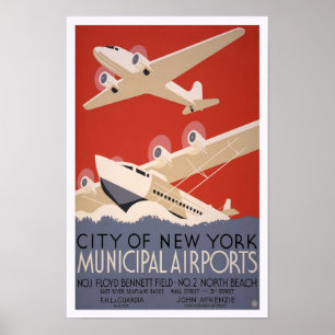 Städtische Flughäfen, 1936. Vintage Air Travel Poster