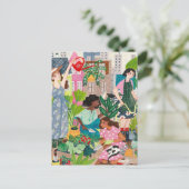 Städtische Gärtnerinnen - Illustrationen Postkarte (Stehend Vorderseite)