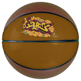 Städtische gelbe und orange Graffiti-Handschrift Basketball