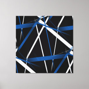Städtische Geometrie Schwarz Weiß Blau Leinwanddruck