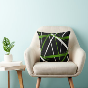 Städtische Geometrie Schwarz Weiß Gras-Grün Kissen