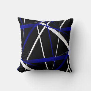 Städtische Geometrie Schwarz Weiß Königlich-Blau Kissen