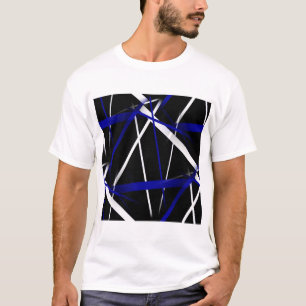 Städtische Geometrie Schwarz Weiß Königlich-Blau T-Shirt