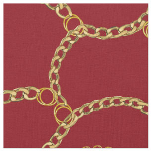 Städtische Goldketten Streetstyle-Muster auf Rot  Stoff