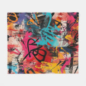 Städtische Graffiti-Collage mit kräftigen Farben F Fleecedecke (Vorderseite (Horizontal))