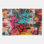 Städtische Graffiti-Collage mit kräftigen Farben F Geschirrtuch (Horizontal)
