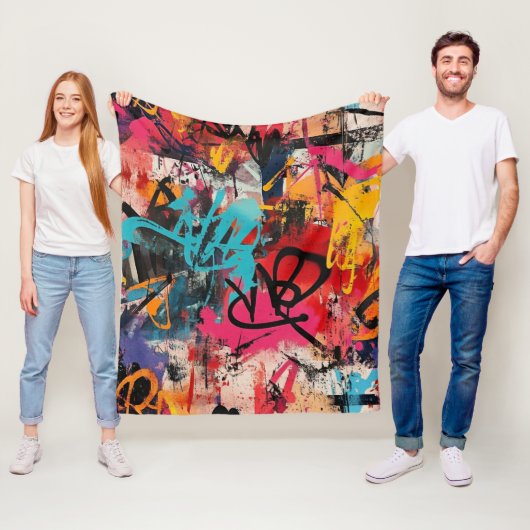 Städtische Graffiti-Collage mit kräftigen Farben Fleecedecke (Beispiel)