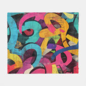 Städtische Graffiti-Collage mit kräftigen Farben   Fleecedecke (Vorderseite (Horizontal))