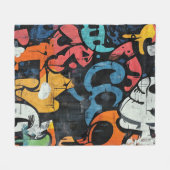 Städtische Graffiti-Collage mit kräftigen Farben Fleecedecke (Vorderseite (Horizontal))