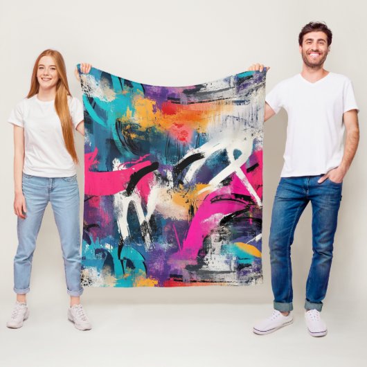 Städtische Graffiti-Collage mit kräftigen Farben Fleecedecke (Beispiel)