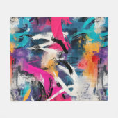 Städtische Graffiti-Collage mit kräftigen Farben Fleecedecke (Vorderseite (Horizontal))