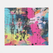 Städtische Graffiti-Collage mit kräftigen Farben Fleecedecke (Vorderseite (Horizontal))