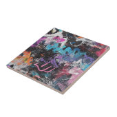 Städtische Graffiti-Collage mit kräftigen Farben   Fliese (Seite)