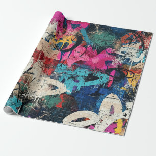 Städtische Graffiti-Collage mit kräftigen Farben Geschenkpapier