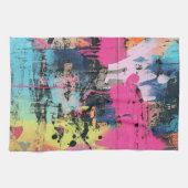Städtische Graffiti-Collage mit kräftigen Farben Geschirrtuch (Horizontal)