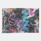 Städtische Graffiti-Collage mit kräftigen Farben Geschirrtuch (Horizontal)