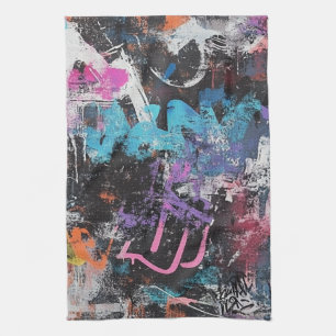 Städtische Graffiti-Collage mit kräftigen Farben Geschirrtuch