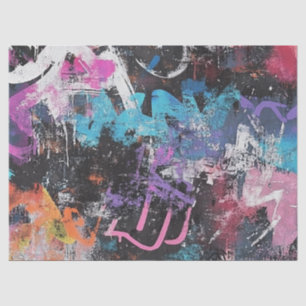 Städtische Graffiti-Collage mit kräftigen Farben   Seidenpapier