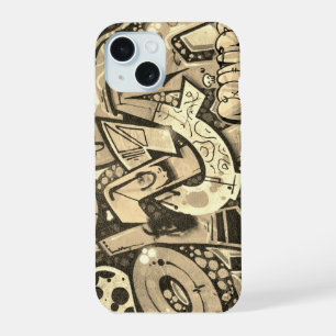 Städtische Graffiti-Kunst Beige iPhone 15 Hülle