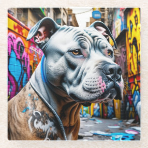 Städtische Graffiti-Straßenkunst Stadt Pitbull-Lie Glasuntersetzer