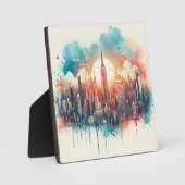 "Städtische Harmonie: Ein Stadtbild in Wasserfarbe Fotoplatte (Vorderseite)