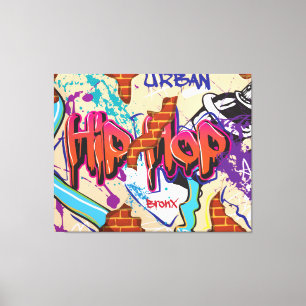 Städtische Hip-Hop-Graffiti-Wand. Leinwanddruck
