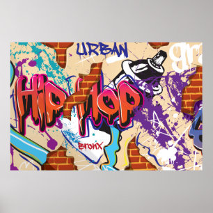 Städtische Hip-Hop-Graffiti-Wand. Poster