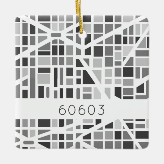Städtische Karte Zip Code Architektonisches Design Keramikornament (Vorderseite)