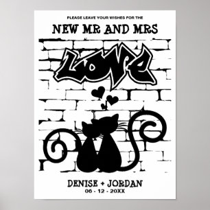 Städtische Kittens in Liebe auf Graffiti Wedding Poster
