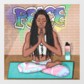 Städtische Kunst | Hübsche Frau, die Meditation du Fensteraufkleber (Blatt)