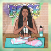 Städtische Kunst | Hübsche Frau, die Meditation du Fensteraufkleber (Blatt 3)