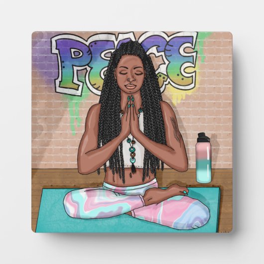 Städtische Kunst | Hübsche Frau, die Meditation du Fotoplatte (Vorderseite)