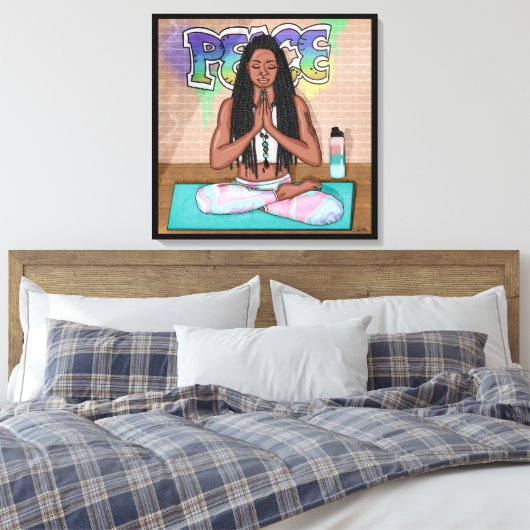 Städtische Kunst | Hübsche Frau, die Meditation du Leinwanddruck (Insitu (Schlafzimmer))
