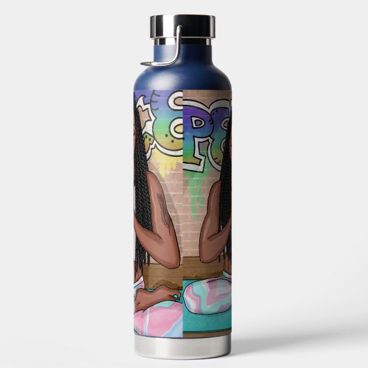 Städtische Kunst | Hübsche Frau, die Meditation du Trinkflasche (Rechts)